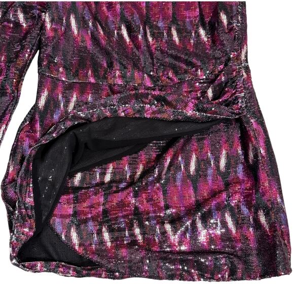 Misa Los Angeles  Nova One-Shoulder Sequin Minidress - Large Fuchsia Ikat $370 - Picture 6 of 11